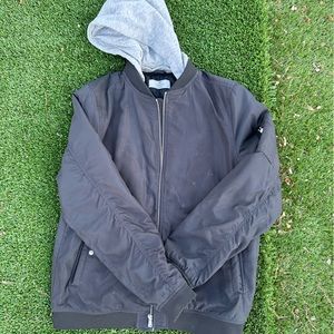 Black hooded Bomber jacket
